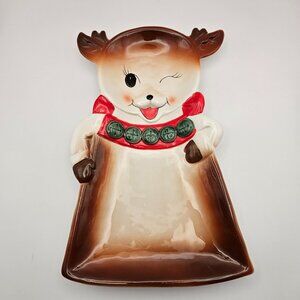 Transpac Ceramic Reindeer Platter • Christmas Holiday Server • 11.5”
